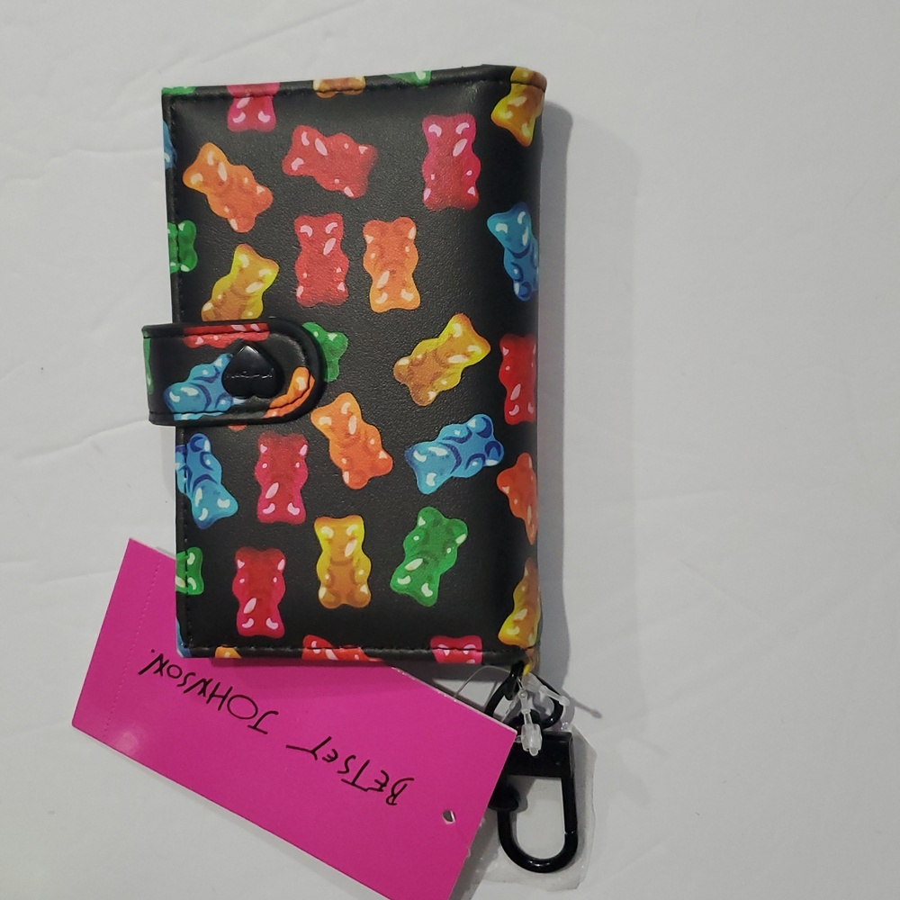 Betsey Johnson xoleah Gummy bears candy printed foldover black multi card case
